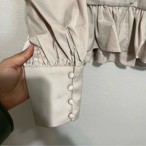 Jason Wu Satin Peplum Long Puff Sleeve Blouse  NWT​​​​​ - Picture 4 of 9